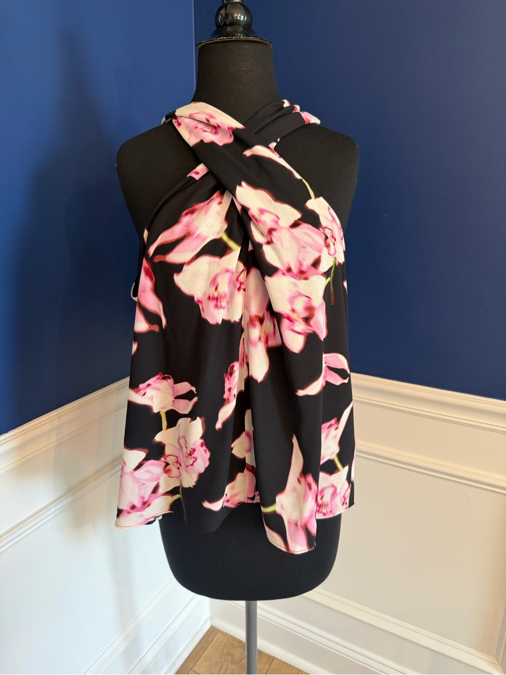 Calvin Klein Black Tank Top with Pink Floral Print